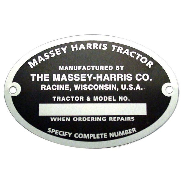 Aftermarket SERIAL NUMBER TAG FOR 22 30 30 44 55 101 102 SR JR MUSTANG  Fits Massey HARRIS 0 SHN20-0314